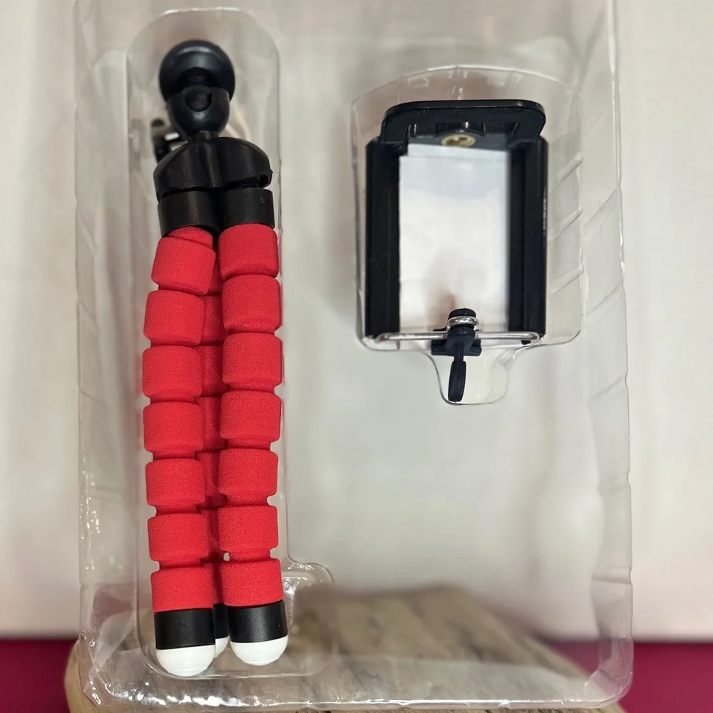 New In Box Red Fully Flexible Smartphone Tripod with Mount Adapter